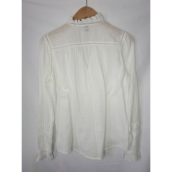 Faherty- Women's organic cotton- White long sleeve button up blouse- size small - Picture 3 of 7